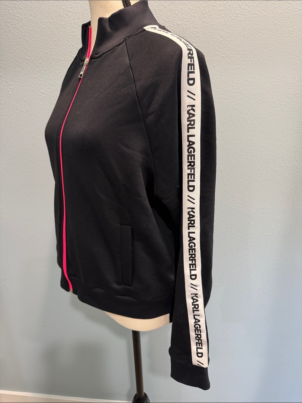 Karl Lagerfeld Black Jacket with White Logo Label